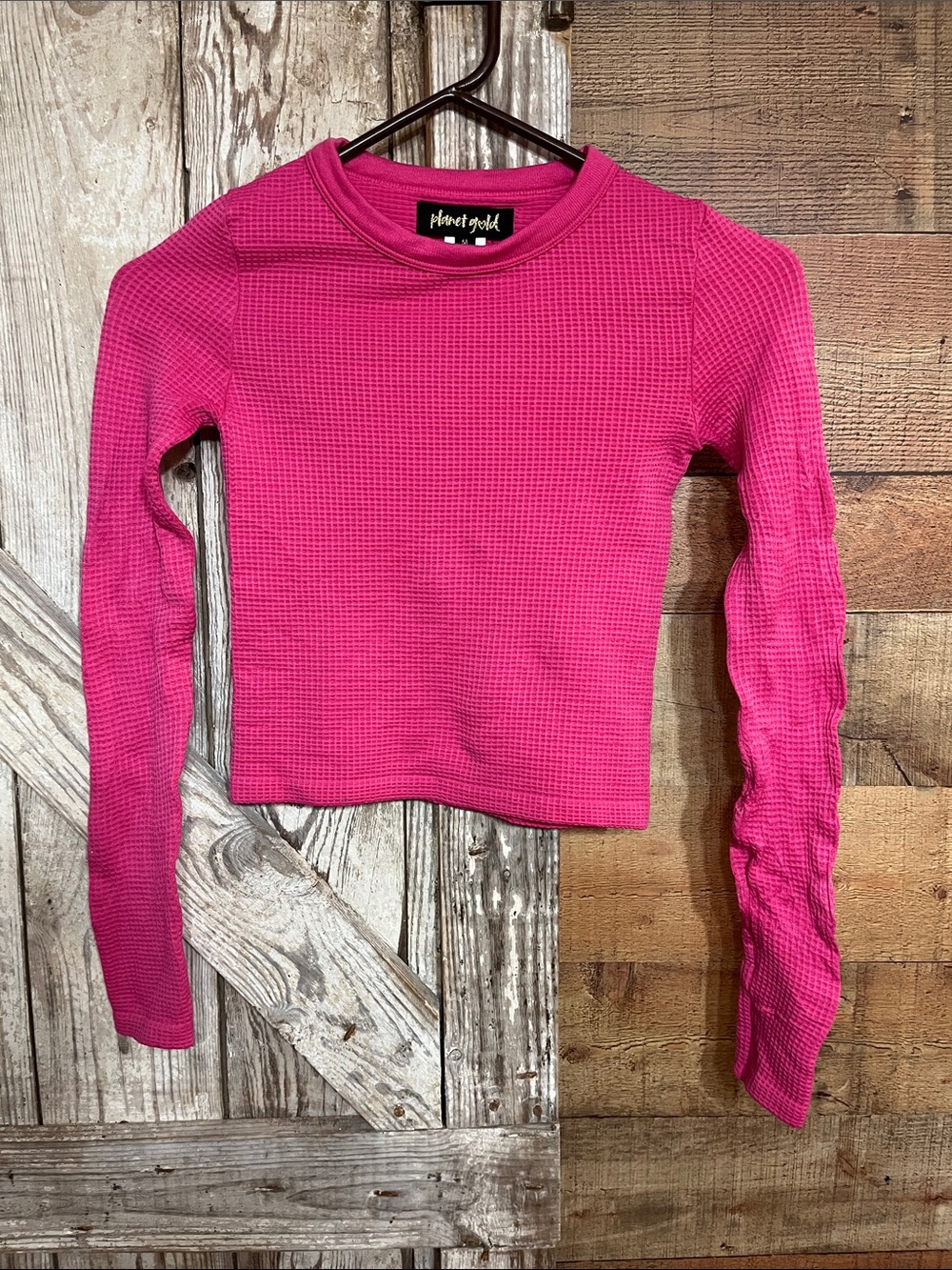 Fuchsia Waffle Long-Sleeve Top